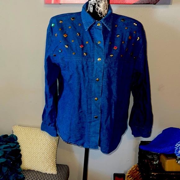 Elizabeth blue Jean vintage top - Picture 1 of 3